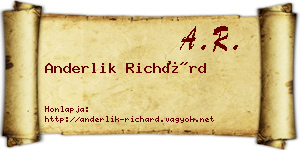 Anderlik Richárd névjegykártya